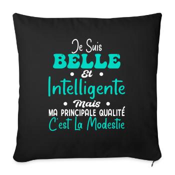 Belle Intelligente et Modeste - Housse de coussin décorative 45 x 45 cm - noir - Devant