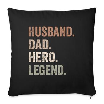 Husband Dad Hero Legend - Housse de coussin décorative 45 x 45 cm - noir - Devant
