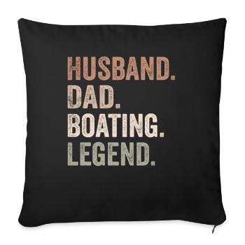 Men Husband Dad Boating Legend Funny Sail Boat - Sofa pillowcase 17,3'' x 17,3'' (45 x 45 cm) - black - Front