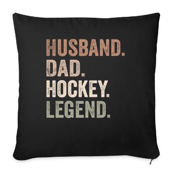 Husband Dad Hockey Legend - Housse de coussin décorative 45 x 45 cm - noir - Devant