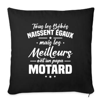 Bébés égaux meilleurs ont un papa motard - Housse de coussin décorative 45 x 45 cm - noir - Devant