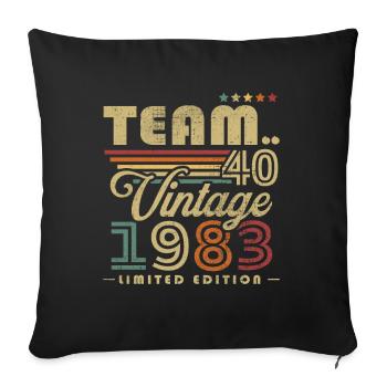 Vintage 1983 rétro cadeau d'anniversaire 40 ans - Housse de coussin décorative 45 x 45 cm - noir - Devant