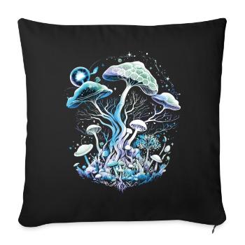 Zauberpilze, Pilze, Magic mushrooms, psychedelic - Sofakissenbezug 45 x 45 cm - Schwarz - Vorne