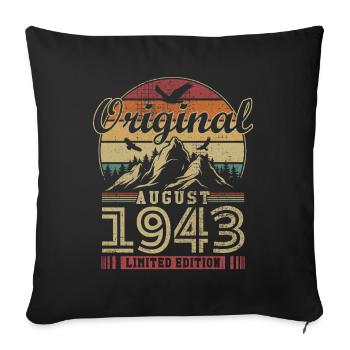 Original August 1943 vintage anniversary 1943 - Sofa pillowcase 17,3'' x 17,3'' (45 x 45 cm) - black - Front