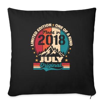 2018 Juli Vintage Made Juli 2018 Geschenk - Sofakissenbezug 45 x 45 cm - Schwarz - Vorne