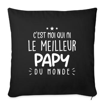 Meilleur Papy - Cadeau Meilleur Grand-Père Humour - Housse de coussin décorative 45 x 45 cm - noir - Devant