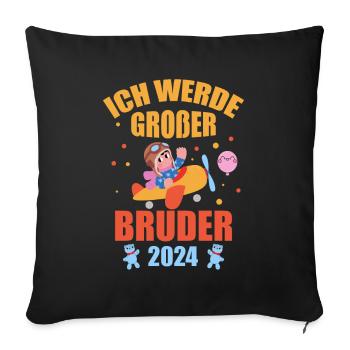 Ich Werde Großer Bruder 2024 - Housse de coussin décorative 45 x 45 cm - noir - Devant