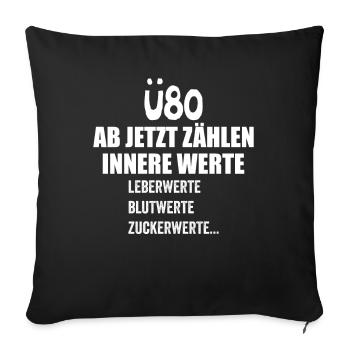 Ü80 Geburtstag über 80 Jahre Funshirt Birthday - Housse de coussin décorative 45 x 45 cm - noir - Devant