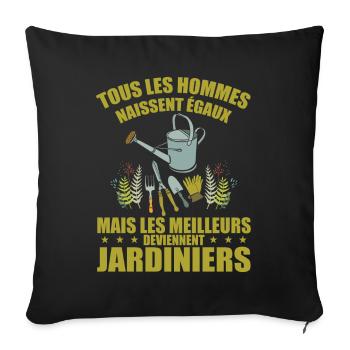 Humour Jardinier - Meilleur Jardinier Cadeau - Housse de coussin décorative 45 x 45 cm - noir - Devant