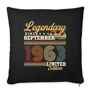 Legendär seit September 1963 Vintage Geschenk - Sofakissenbezug 45 x 45 cm - Schwarz - Vorne