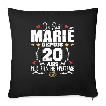 Je Suis Marié Depuis 20 Ans, Cadeau 20 Ans Mariage - Housse de coussin décorative 45 x 45 cm - noir - Devant