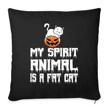 Mein Krafttier ist Fat Cat Halloween - Sofakissenbezug 45 x 45 cm - Schwarz - Vorne