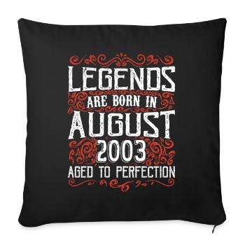 2003 Août Vintage Anniversaire Rétro Août 2003 - Housse de coussin décorative 45 x 45 cm - noir - Devant