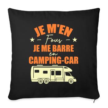 Je M'en Fous Je Me Barre En Camping-car - Housse de coussin décorative 45 x 45 cm - noir - Devant