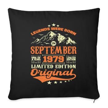 Vintage September 1979 vintage birthday gift - Sofa pillowcase 17,3'' x 17,3'' (45 x 45 cm) - black - Front