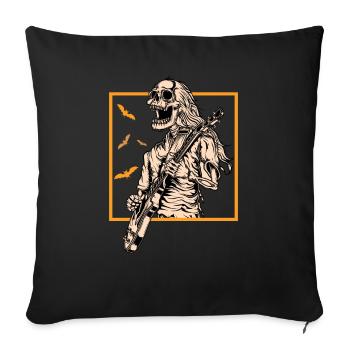 Vintage Halloween Skeleton Rock Guitar Skeleton - Housse de coussin décorative 45 x 45 cm - noir - Devant