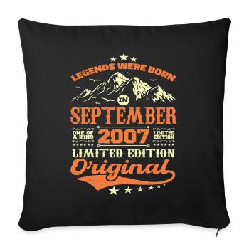 Vintage September 2007 vintage birthday gift - Sofa pillowcase 17,3'' x 17,3'' (45 x 45 cm) - black - Front