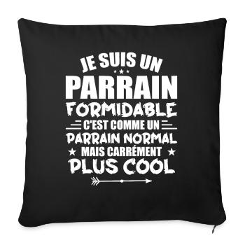 Parrain Formidable C'est Comme Parrain Normal - Housse de coussin décorative 45 x 45 cm - noir - Devant
