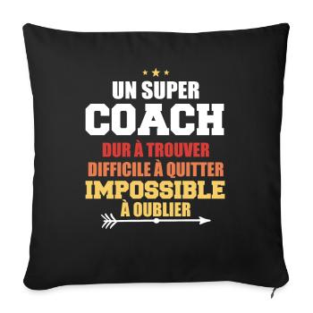 Humour coach sportif entraineur super coach - Housse de coussin décorative 45 x 45 cm - noir - Devant