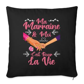 Ma Marraine & Filleule Cadeau Fille Amour - Housse de coussin décorative 45 x 45 cm - noir - Devant