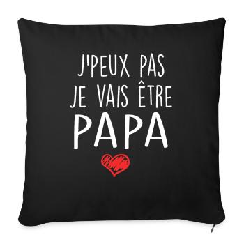 Papa Fête des Pères Naissance Bébé Anniversaire - Housse de coussin décorative 45 x 45 cm - noir - Devant