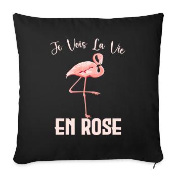 Flamand Rose - Vie En Rose - Housse de coussin décorative 45 x 45 cm - noir - Devant