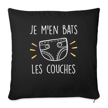 Je M'en Bats Les Couches - Housse de coussin décorative 45 x 45 cm - noir - Devant