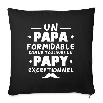 Papa Formidable, Papy Exceptionnel - Housse de coussin décorative 45 x 45 cm - noir - Devant