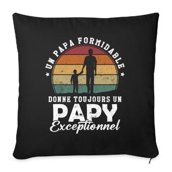 Papa formidable, papy exceptionnel - Housse de coussin décorative 45 x 45 cm - noir - Devant