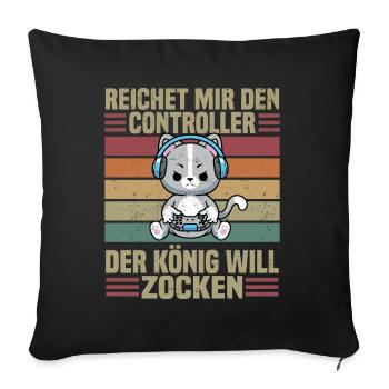 Reichet mir den Controller der König will zocken - Housse de coussin décorative 45 x 45 cm - noir - Devant