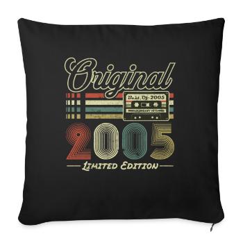 Original 2005 Vintage Anniversaire Rétro 2005 - Housse de coussin décorative 45 x 45 cm - noir - Devant
