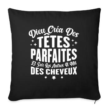 Dieu créa des têtes parfaites - Housse de coussin décorative 45 x 45 cm - noir - Devant