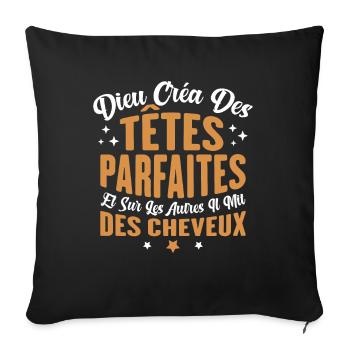 Dieu créa des têtes parfaites - Housse de coussin décorative 45 x 45 cm - noir - Devant