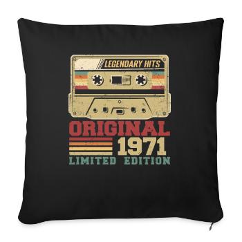Original 1971 Vintage Anniversaire Cadeau 1971 - Housse de coussin décorative 45 x 45 cm - noir - Devant