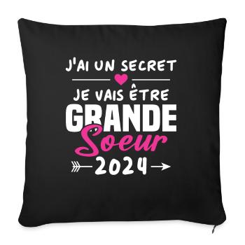 Je Vais être Grande Soeur 2024 - Housse de coussin décorative 45 x 45 cm - noir - Devant