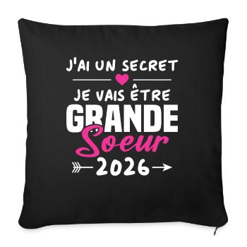 Je Vais être Grande Soeur 2026 - Housse de coussin décorative 45 x 45 cm - noir - Devant