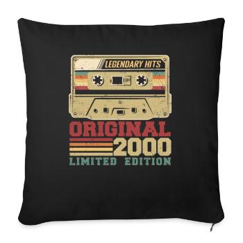 Original 2000 Vintage Geburtstagsgeschenk 2000 - Sofakissenbezug 45 x 45 cm - Schwarz - Vorne