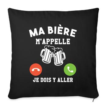 Ma bière m appelle - Housse de coussin décorative 45 x 45 cm - noir - Devant