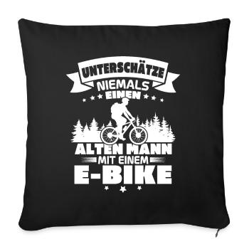 Alten mann mit einem e bike - Sofakissenbezug 45 x 45 cm - Schwarz - Vorne