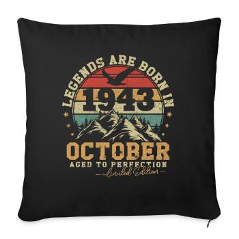 October 1943 vintage retro anniversary 1943 - Sofa pillowcase 17,3'' x 17,3'' (45 x 45 cm) - black - Front