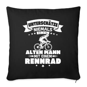 Alten mann mit einem Rennrad - Sofakissenbezug 45 x 45 cm - Schwarz - Vorne