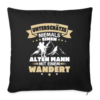 Alten mann mit einem wandert - Housse de coussin décorative 45 x 45 cm - noir - Devant