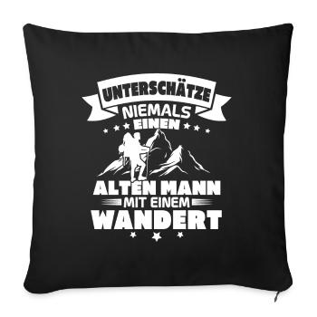 Alten mann mit einem wandert - Sofakissenbezug 45 x 45 cm - Schwarz - Vorne