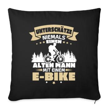 Alten mann mit einem e bike - Sofakissenbezug 45 x 45 cm - Schwarz - Vorne