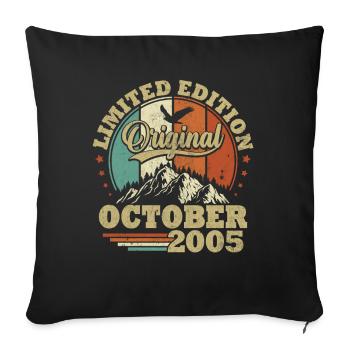 Vintage October 2005 Birthday Gift 18 Years - Sofa pillowcase 17,3'' x 17,3'' (45 x 45 cm) - black - Front
