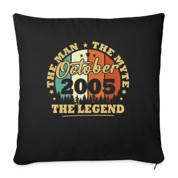 Vintage October 2005 Birthday Gift 18 Years - Sofa pillowcase 17,3'' x 17,3'' (45 x 45 cm) - black - Front