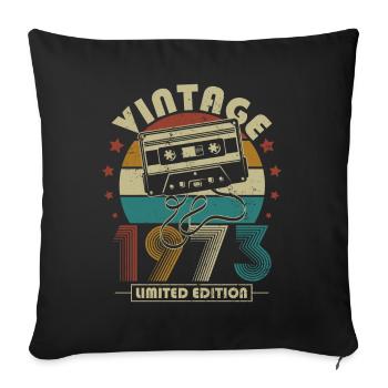 Vintage 1973 Anniversaire Rétro Vintage Cadeau - Housse de coussin décorative 45 x 45 cm - noir - Devant