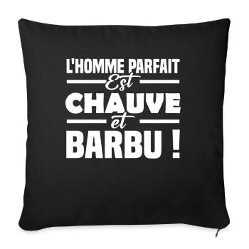 L homme parfait est chauve et barbu - Housse de coussin décorative 45 x 45 cm - noir - Devant
