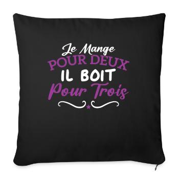 Je mange pour deux il boit pour trois - Housse de coussin décorative 45 x 45 cm - noir - Devant