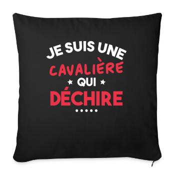 Je suis Une cavalière Qui déchire - Housse de coussin décorative 45 x 45 cm - noir - Devant